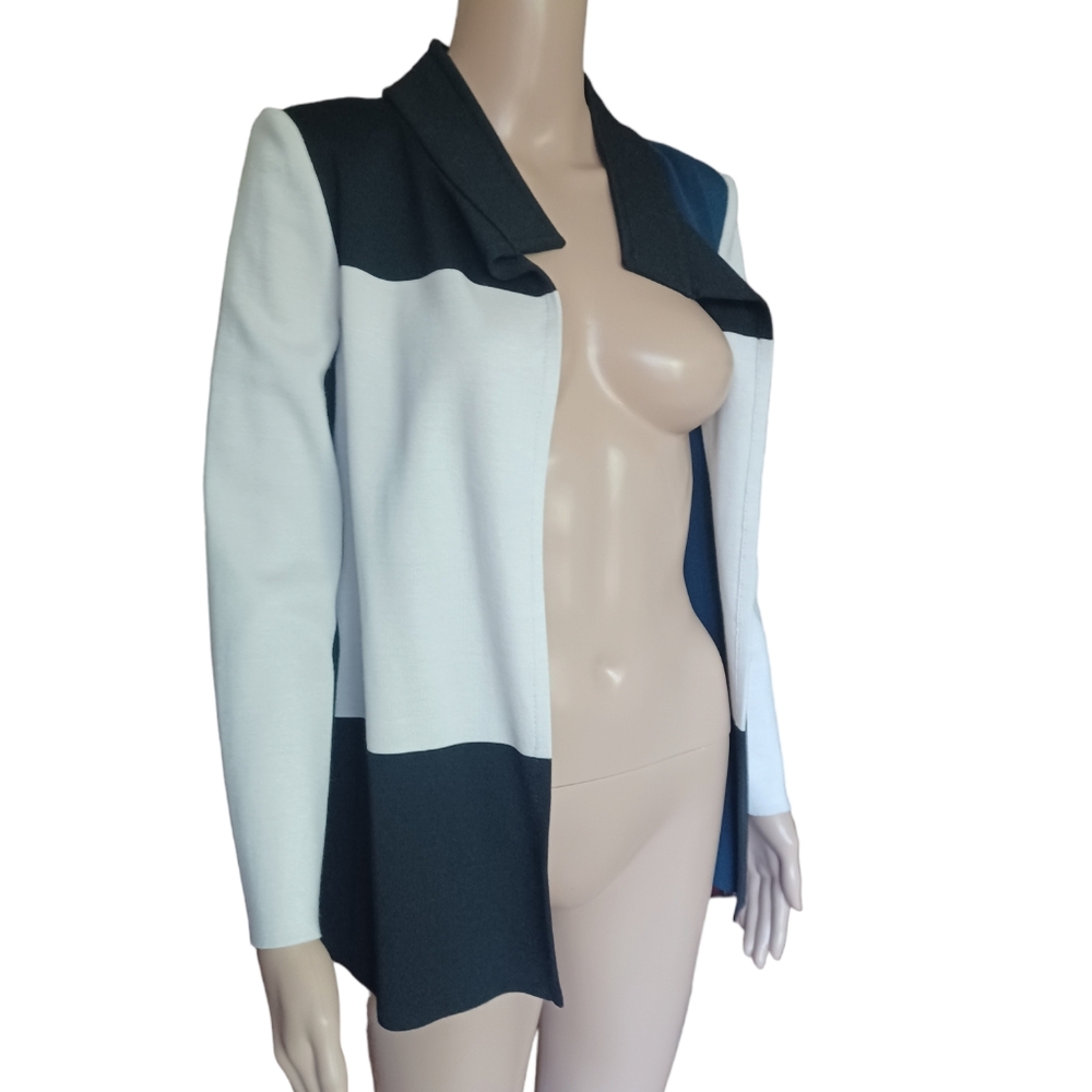 ST. JOHN Womens Multicolor Open Front Jacket Colorblock Knit Wool Blend Size 4 - Picture 5 of 10